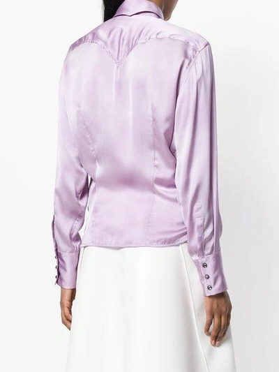 Shop Bottega Veneta Classic Slim Fit Shirt - Pink & Purple