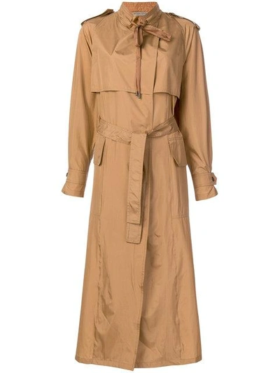 Shop Bottega Veneta Silk Trench Coat - Brown