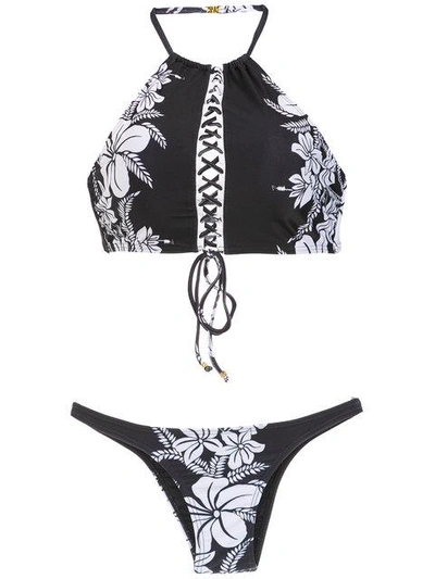 Shop Amir Slama Printed Bikini Set In Black