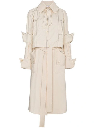 Shop Jw Anderson Calico Double Layer Trench Coat In Neutrals