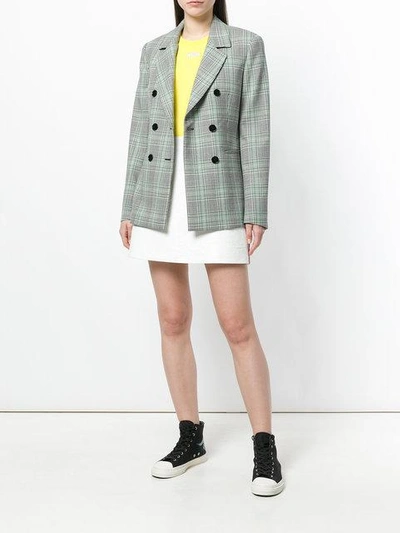Shop Msgm Check Double-breasted Blazer - Green