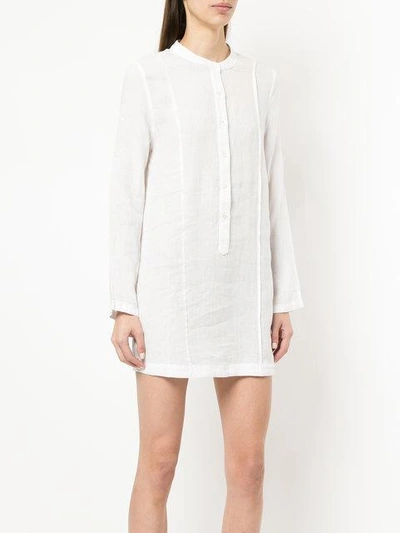 Shop Venroy Mandarin Collar Shirt Dress - White