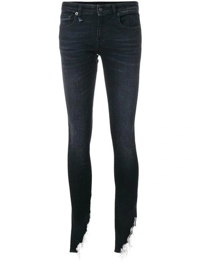 Shop R13 Kate Shredded Hem Skinny Jeans In Black