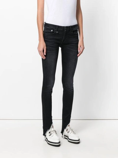 Shop R13 Kate Shredded Hem Skinny Jeans In Black