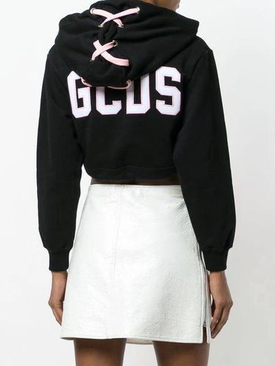 logo embroidered cropped hoodie