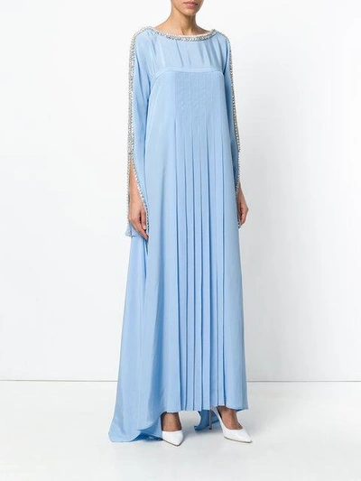Shop Versace Crystal Trim Pleated Maxi Dress