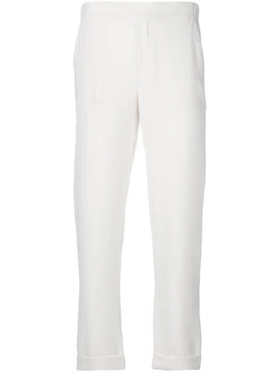 Shop P.a.r.o.s.h Rolled Cropped Trousers In White