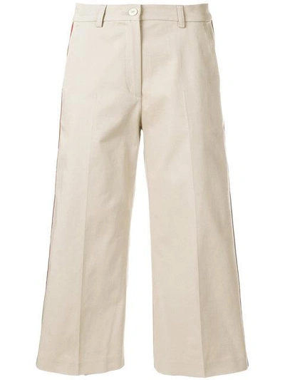 Shop Pinko Side Stripe Cropped Trousers - Neutrals