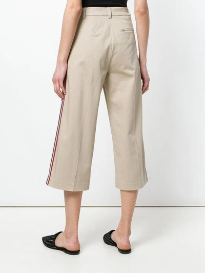 Shop Pinko Side Stripe Cropped Trousers - Neutrals