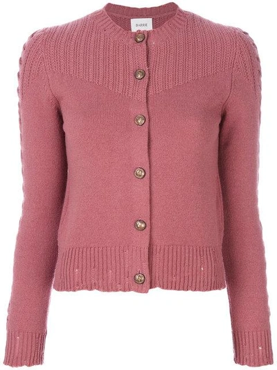 Shop Barrie Twisted Tales Cashmere Round Neck Cardigan - Pink In Pink & Purple