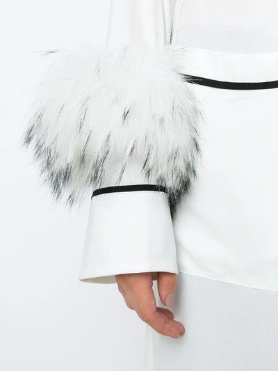 Shop Andrea Bogosian Feather Trimming Robe - White