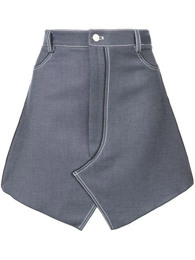 Shop Dion Lee Stitch Denim Mini Skirt - Blue