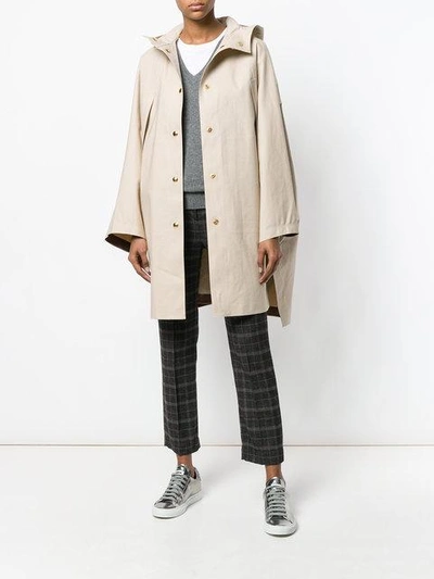 Shop Mackintosh Hooded Rain Poncho In Neutrals