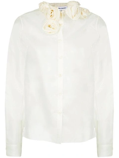 Shop Gloria Coelho Rose Applique Shirt In White