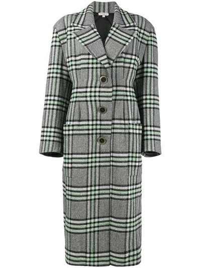 Shop Natasha Zinko Single Breasted Wool Blend Tweed Coat In Green