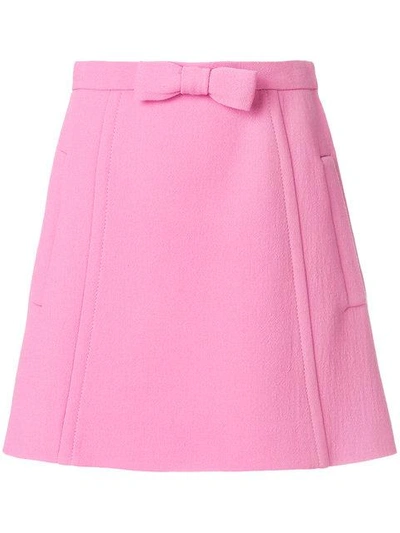 Shop Miu Miu Bow Detail Mini Skirt