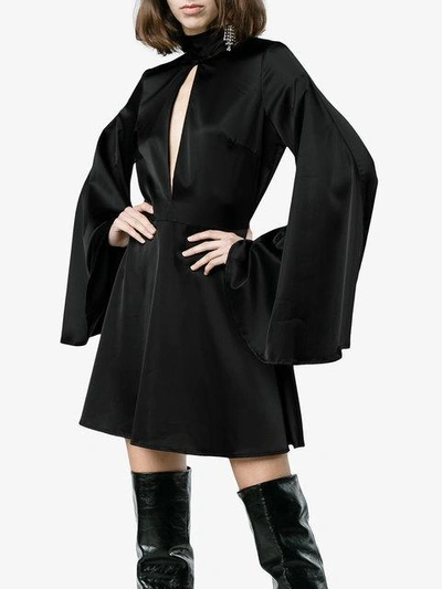 Shop Beaufille Flared Sleeve Mini Dress In Black