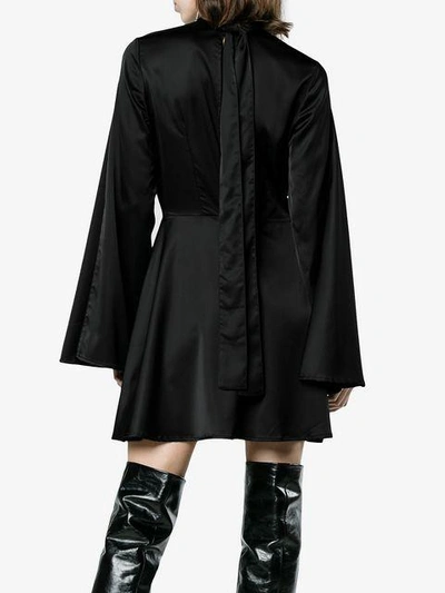 Shop Beaufille Flared Sleeve Mini Dress In Black