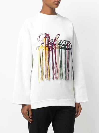 Shop Golden Goose Logo Embroidered Sweatshirt In White