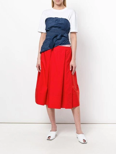 Shop Marni Bicolour Mid Skirt - Red