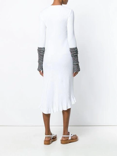 Shop Esteban Cortazar Contrast-cuff Midi Dress In White
