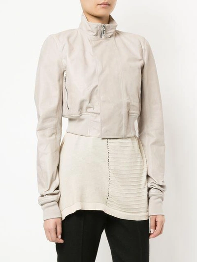 Shop Rick Owens Cropped Bomber Jacket In Pink