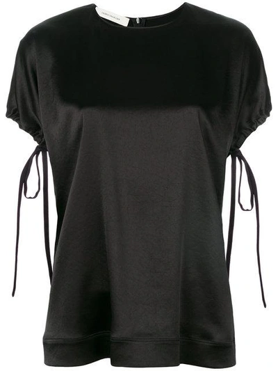 Shop Cedric Charlier Cédric Charlier Lace-up Sleeves T-shirt - Black