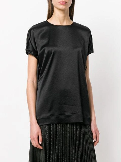 Shop Cedric Charlier Cédric Charlier Lace-up Sleeves T-shirt - Black