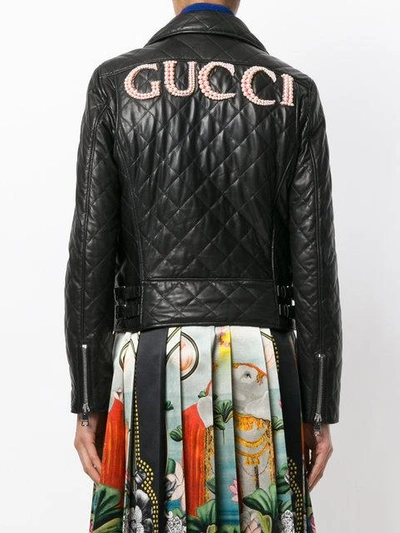Shop Gucci Quilted Leather Biker Jacket In 1070