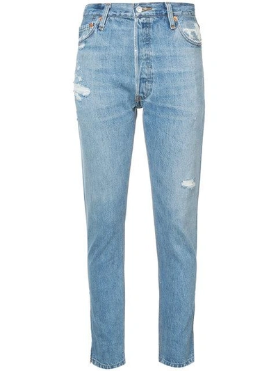 Shop Re/done Distressed Reworked Slim Jeans - Blue