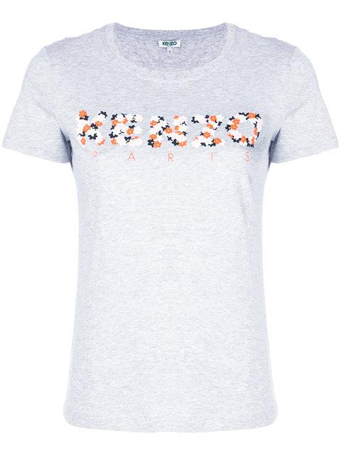Kenzo Jackie Flowers Grey Cotton T Shirt Modesens