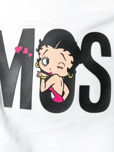 Shop Moschino Printed Crop Top In White