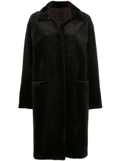 Shop Liska Fur Cord Coat In Mahagony