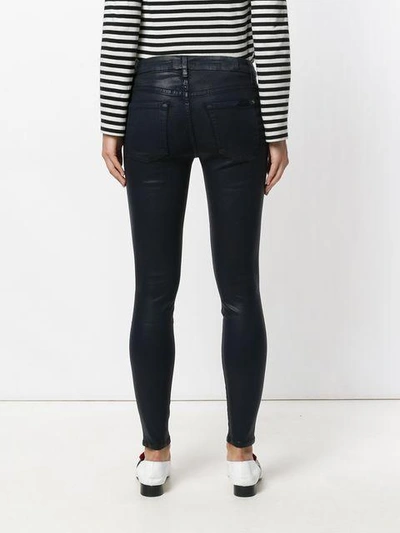 Shop 7 For All Mankind The Ankle Skinny Distressed Trousers - Blue