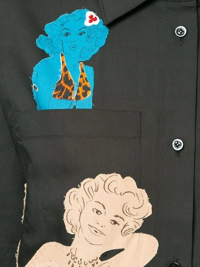 Shop Moschino Pin Up Embellished Shirt Dress In Black