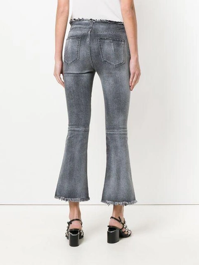 Ben Taverniti Unravel Project Lace-up Flared Cotton Denim Jeans In Grey