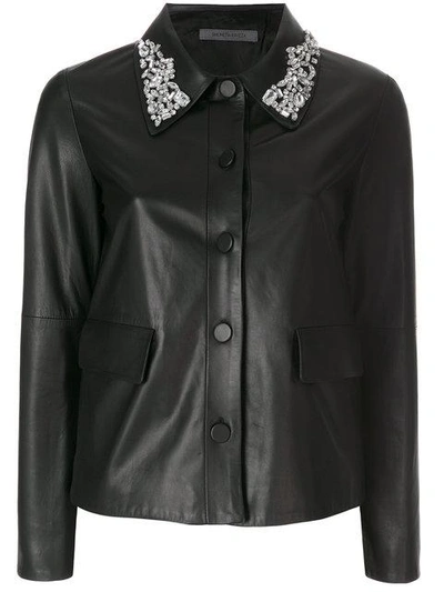 Shop Simonetta Ravizza Sara Embellished Collar Jacket - Black