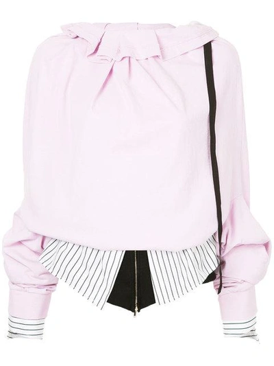 Shop Aganovich Layered Oversized Sleeve Top In Pink