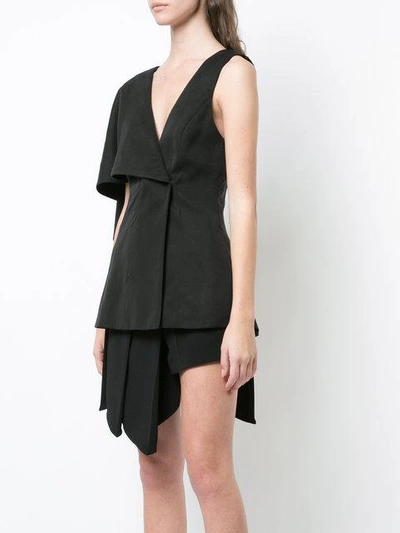 Valery Kovalska Asymmetric-sleeve Blouse In Black