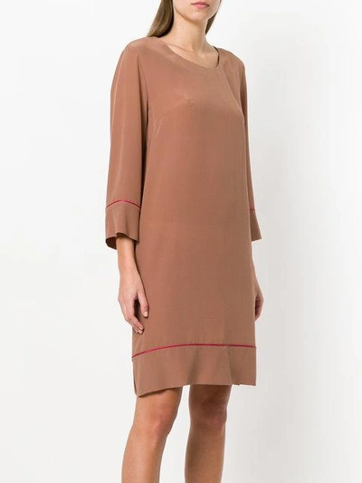 Shop Altea Contrast Piping Dress - Brown