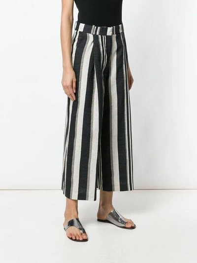 Shop Kiltie Cropped Stripe Trousers - Black