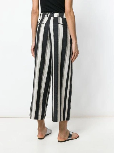 Shop Kiltie Cropped Stripe Trousers - Black
