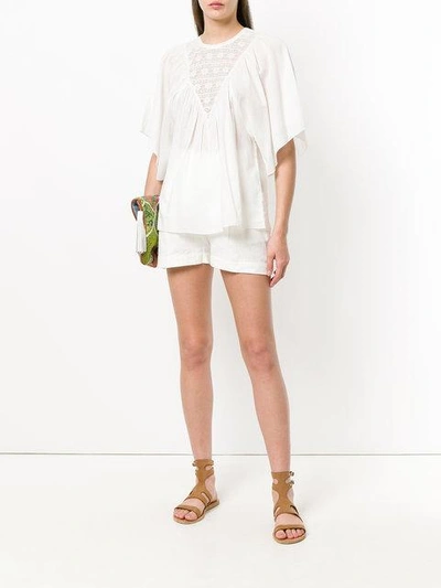 Shop Antik Batik Embroidered Short-sleeve Blouse In White