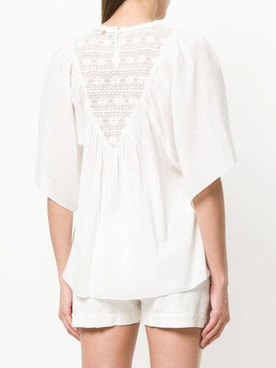 Shop Antik Batik Embroidered Short-sleeve Blouse In White