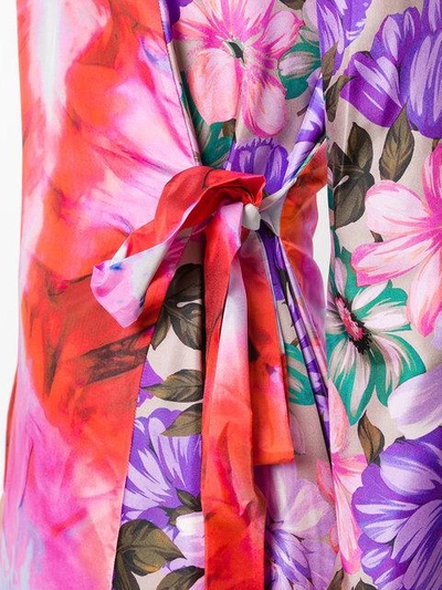 Shop Msgm Wrap Front Asymmetric Dress In Multicolour