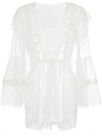 Shop Alberta Ferretti Lace Blouse In White