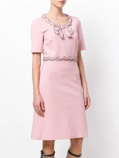 Shop Gucci Crystal Embellished Dress In Pink