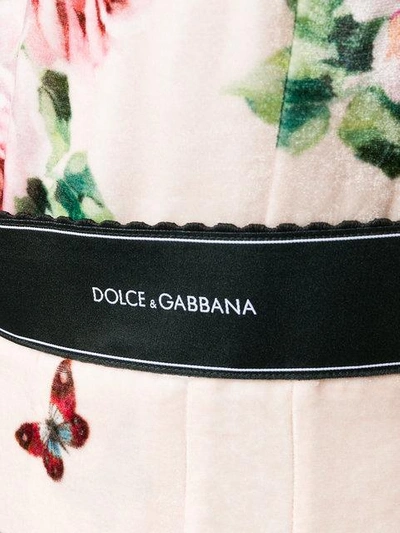 Shop Dolce & Gabbana Rose Print Brocade Long Dress In Pink