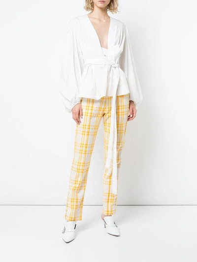 Shop Rosie Assoulin Belted Longsleeved Blouse In White