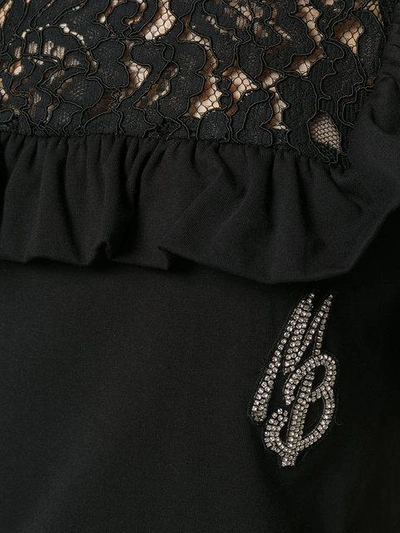 Shop Marco Bologna Lace Yoke Detail Top In Black